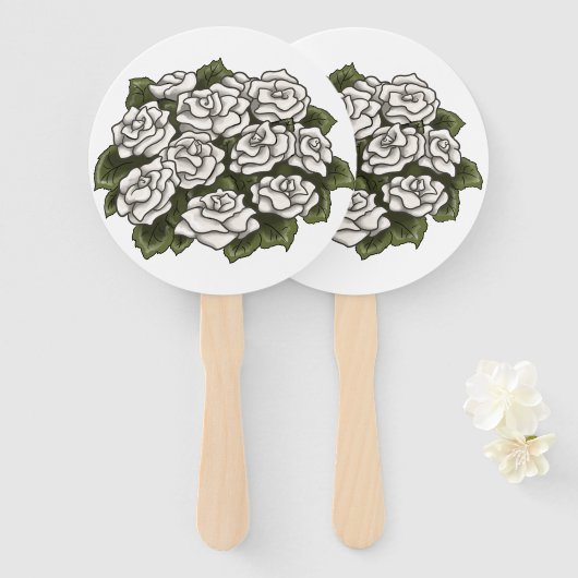 White Rose Bouquet Handwaaier (Voorkant en achterkant)