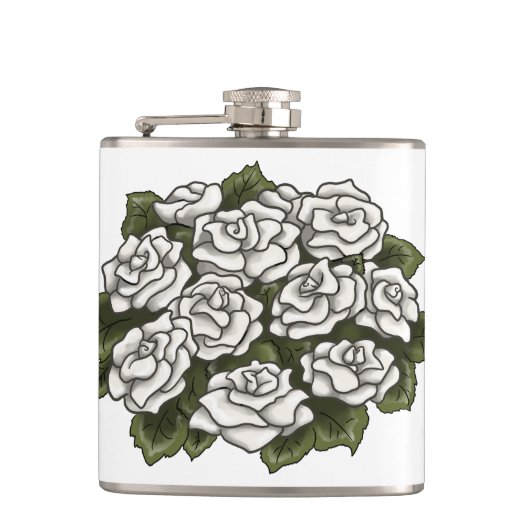 White Rose Bouquet Heupfles (Voorkant)