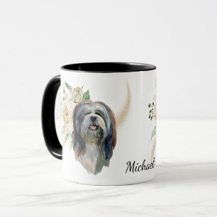 White Rose Bouquet Lhasa Apso Dog Mok