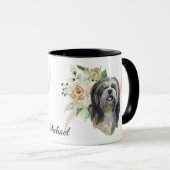 White Rose Bouquet Lhasa Apso Dog Mok (Voorkant rechts)