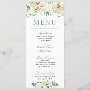White Rose Bouquet Menu Floral