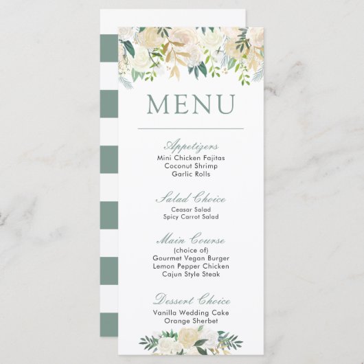 White Rose Bouquet | Menu Floral (Voorkant / Achterkant)