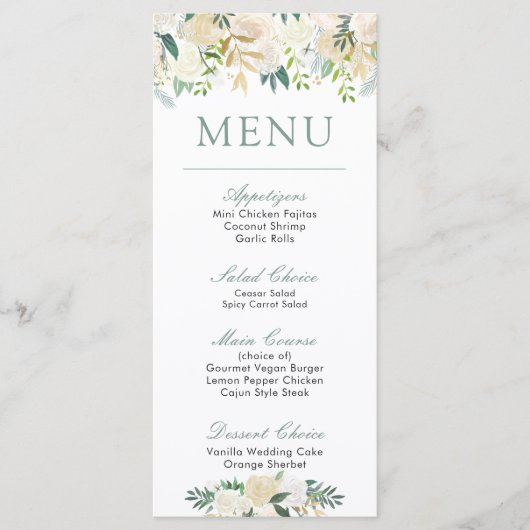 White Rose Bouquet | Menu Floral (Voorkant)