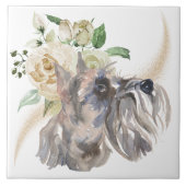 White Rose Bouquet Miniature Schnauzer Dog Tegeltje (Voorkant)