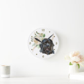 White Rose Bouquet Newfoundland Dog Ronde Klok (Huis)