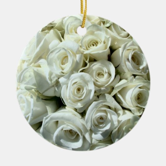 White Rose Bouquet-Ornament Keramisch Ornament (Voorkant)