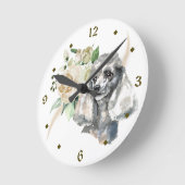 White Rose Bouquet Poodle Dog Ronde Klok (Hoek)