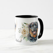 White Rose Bouquet Rottweiler Dog Mok (Voorkant rechts)