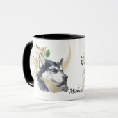 White Rose Bouquet Siberian Husky Dog Mok (Voorkant links)
