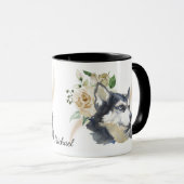 White Rose Bouquet Siberian Husky Dog Mok (Voorkant rechts)