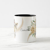 White Rose Bouquet Yorkshire Terrier Tweekleurige Koffiemok (Center)