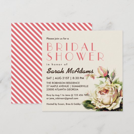  White Rose Bridal Shower Kaart (Voorkant / Achterkant)