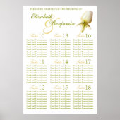 White Rose Bud Wedding Seating Table Planner 10-18 Poster (Voorkant)
