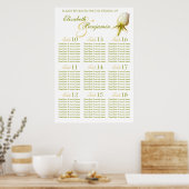 White Rose Bud Wedding Seating Table Planner 10-18 Poster (Keuken)