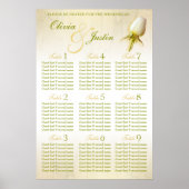 White Rose Bud Wedding Seating Table Planner 1-9 Poster (Voorkant)