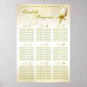 White Rose Bud Wedding Seating Table Planner 1-9 Poster (Voorkant)