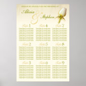 White Rose Bud Wedding Seating Table Planner 1-9 Poster (Voorkant)