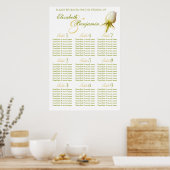 White Rose Bud Wedding Seating Table Planner 1-9 Poster (Keuken)