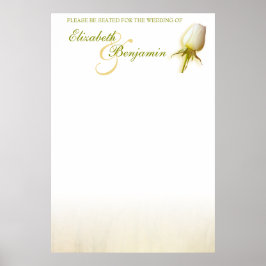 White Rose Bud Wedding Seating Table Planner blanc Poster
