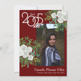 White Rose Burgundy Foto Afstuderen Aankondiging