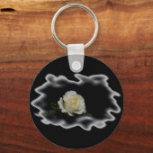White Rose Burned Edges Sleutelhanger (Voorkant)