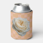 White Rose Checkered Pink Peach Can Sleeve Blikjeskoeler (Blikje Voorkant)