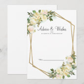 White Rose Chic Floral Gold Wedding Pas getrouwd W Advieskaart (Voorkant / Achterkant)