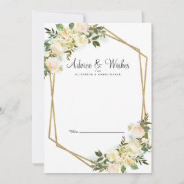 White Rose Chic Floral Gold Wedding Pas getrouwd W Advieskaart