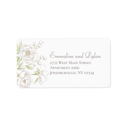 White Rose Classic Wedding Address Labels (Voorkant)