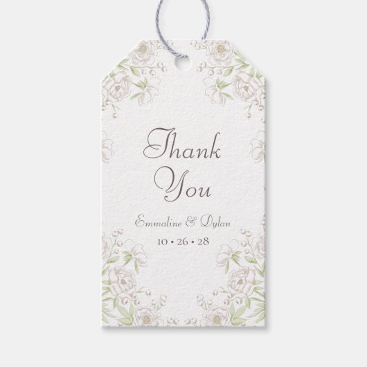 White Rose Classic Wedding Cadeaulabel (Voorkant)