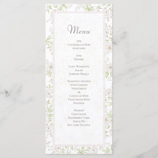 White Rose Classic Wedding Menus Menu (Voorkant)