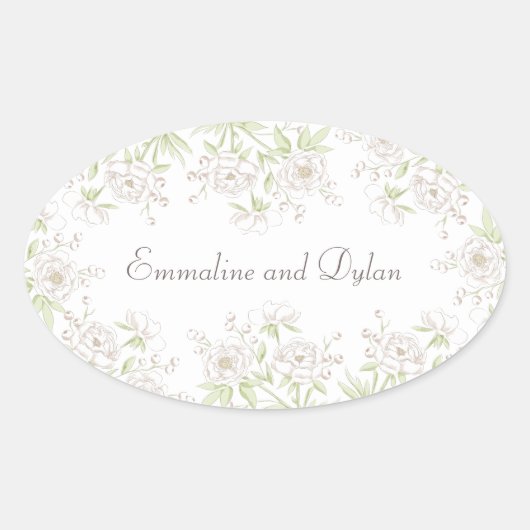 White Rose Classic Wedding Ovale Sticker (Voorkant)