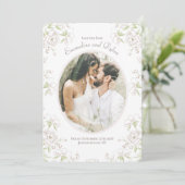 White Rose Classic Wedding Photo Save the Date Kaart (Staand voorkant)