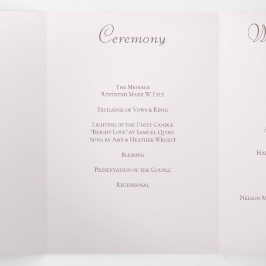 White Rose Classic Wedding Programs Drieluik Programma (Binnenkant midden)