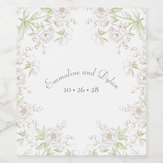 White Rose Classic Wedding Wijn Etiket (Enkel label)