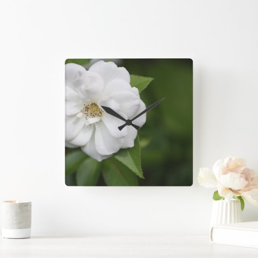 White Rose Clock Vierkante Klok (Huis)
