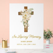 White rose cross Memorial Funeral Acryl Bord (Huwelijk)