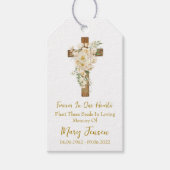 White rose Cross Memorial Funeral Seed Packet  Cadeaulabel (Voorkant)