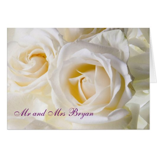 White Rose Custom Wedding Notecards (Voorkant Horizontaal)