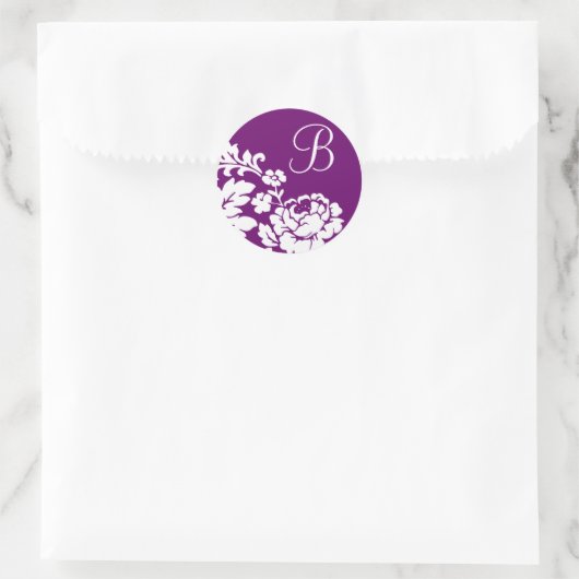 White Rose Damask Ronde Sticker (Tas)