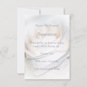 White Rose Design Bloemenmeisje Verzoek Kaart