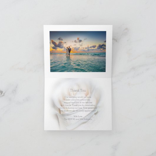 White Rose Design Wedding Bedankkaart (Binnen)