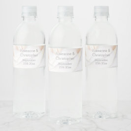 White Rose Design Wedding Waterfles Etiket