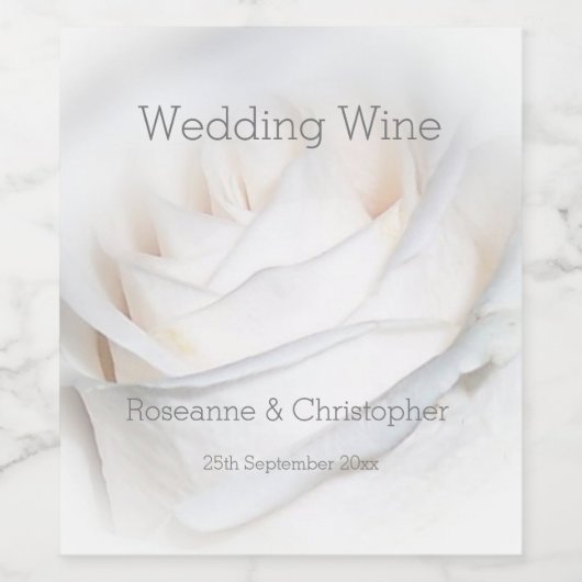 White Rose Design Wedding Wijn Etiket (Enkel label)