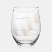 White Rose Design Wedding Wijnglas Zonder Voet (Voorkant)
