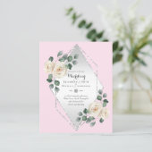 White Rose Diamond Lijst Wedding Invite met lage b (Staand voorkant)