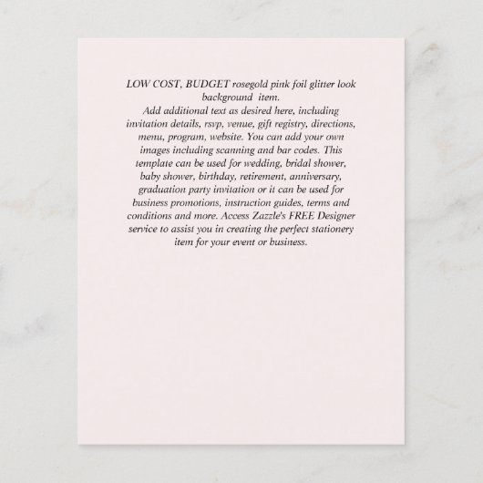 White Rose Diamond Lijst Wedding Invite met lage b (Achterkant)