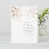 White Rose Dried Floral Boho Vrijgezellenfeest Inv Kaart (Staand voorkant)