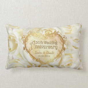 White Rose Elegance - 50ste bruiloft Jubileum Kussen