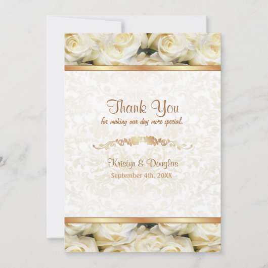 White Rose Elegance - Dank u Bedankkaart (Voorkant)